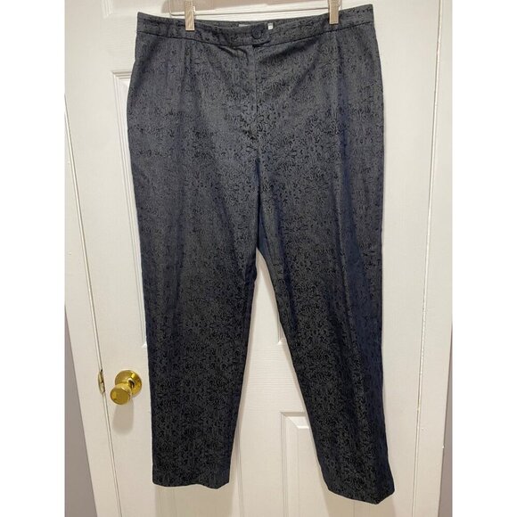 Real Clothes Women's 16 Dark Blue Denim Textured Velvet Jacquard Print Pants - Picture 1 of 3